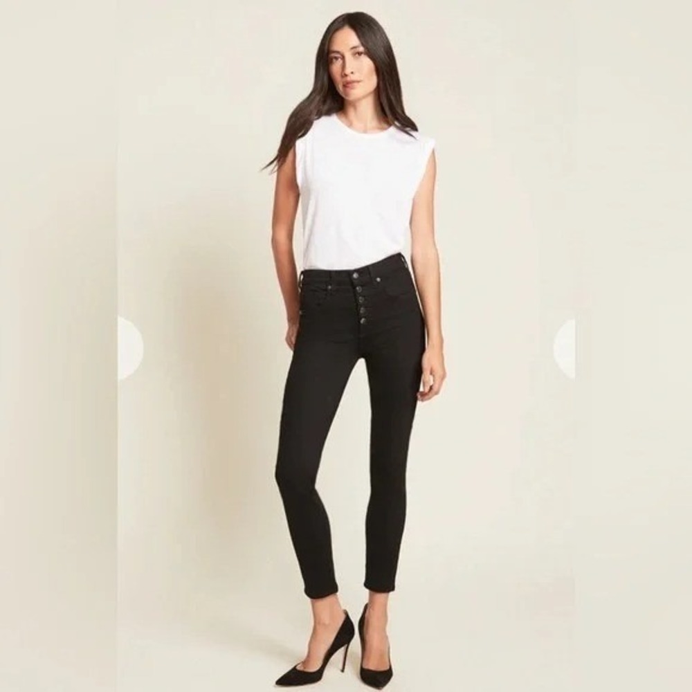 Veronica‎ Beard Black High Rise Exposed Button Fly Skinny Jeans Women Size 31 12